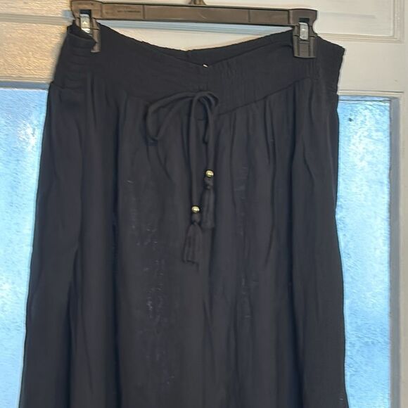 Time and Tru Women’s Black Linen High Side Slit Flowy Wide Leg Pants Size 2X - Picture 2 of 6